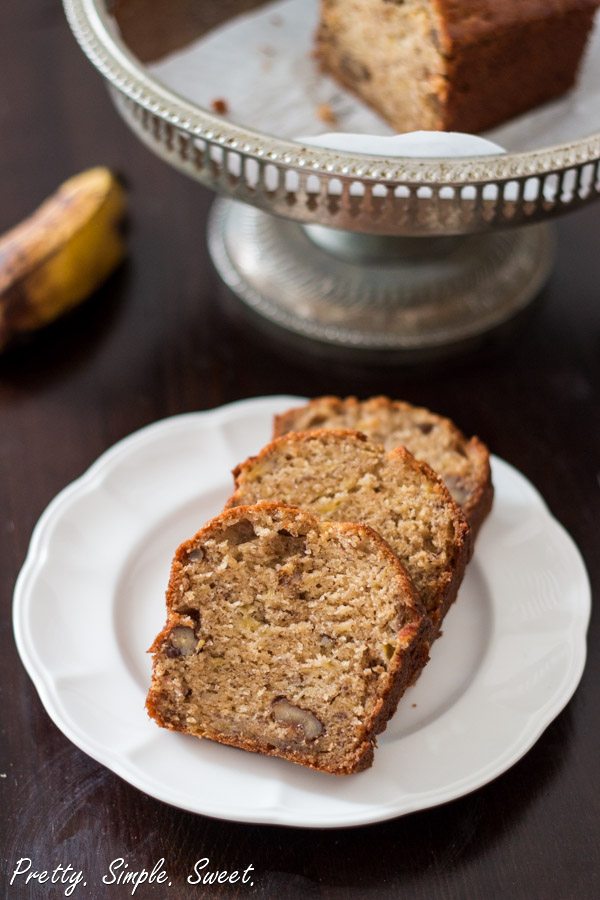 Ultimate banana bread - moist, light, fluffy, and full of banana flavor. | prettysimplesweet.com