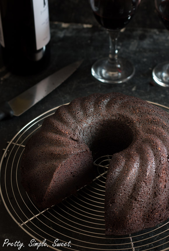 Amazing rich, moist, and flavorful red wine chocolate cake | prettysimplesweet.com
