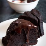red wine chocolate cake with ganache drizzle