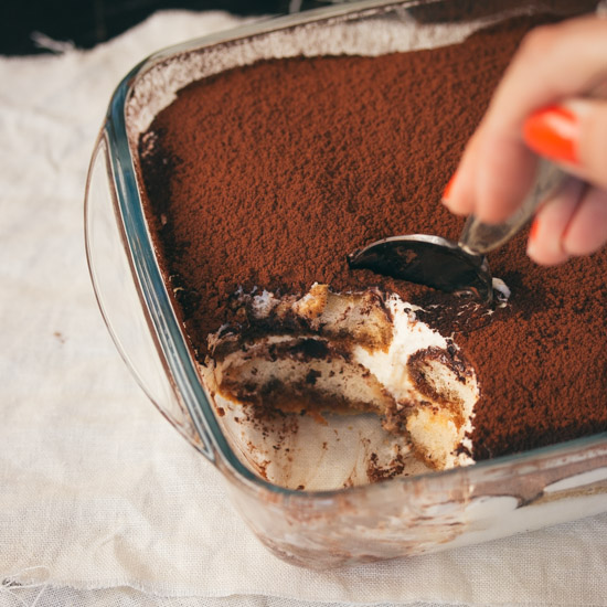 Classic Tiramisu with Mascarpone Cheese and Kahlua Liqueur