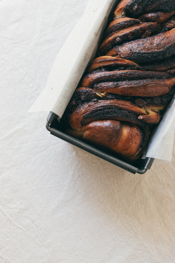 Chocolate Babka in loaf pan