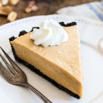 Dreamy, creamy classic peanut butter pie made of chocolate cookie crust and a fluffy peanut butter mousse filling. | prettysimplesweet.com