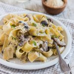 Easy, simple, and super creamy mushroom Alfredo pasta. One of my favorite quick meals! | prettysimplesweet.com