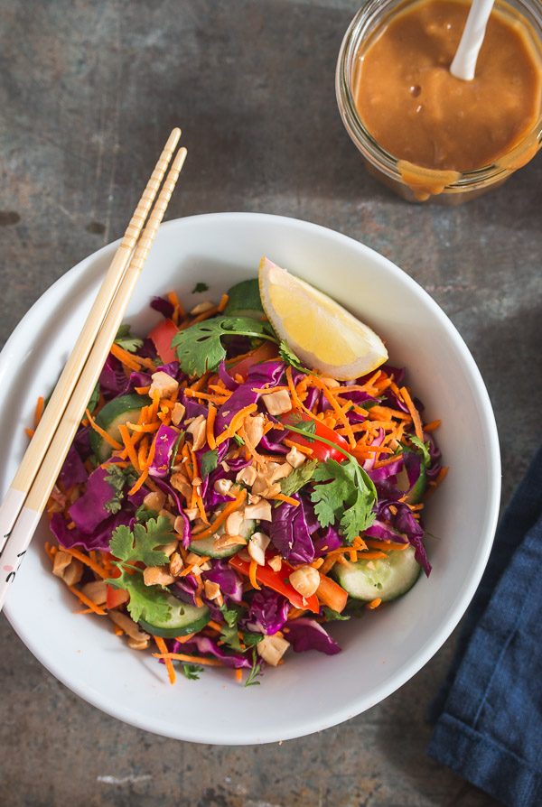 Crunchy Thai Salad with Peanut Dressing | prettysimplesweet.com