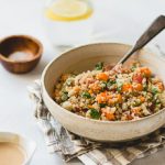 Quinoa Salad With Vegetables and Tahini Dressing