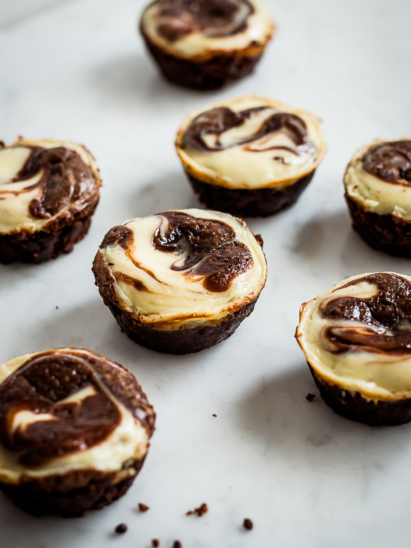 Fudgy brownie muffins swirled with a creamy cheesecake.