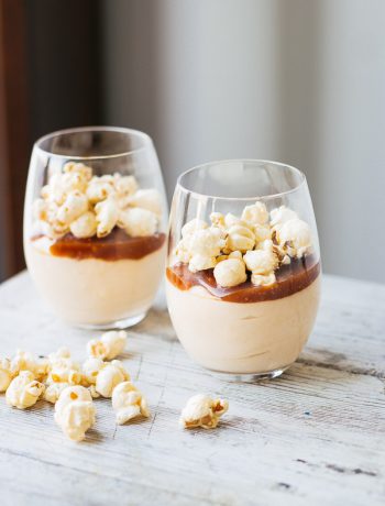 Salted Caramel Cheesecake Mousse with Caramel Corn