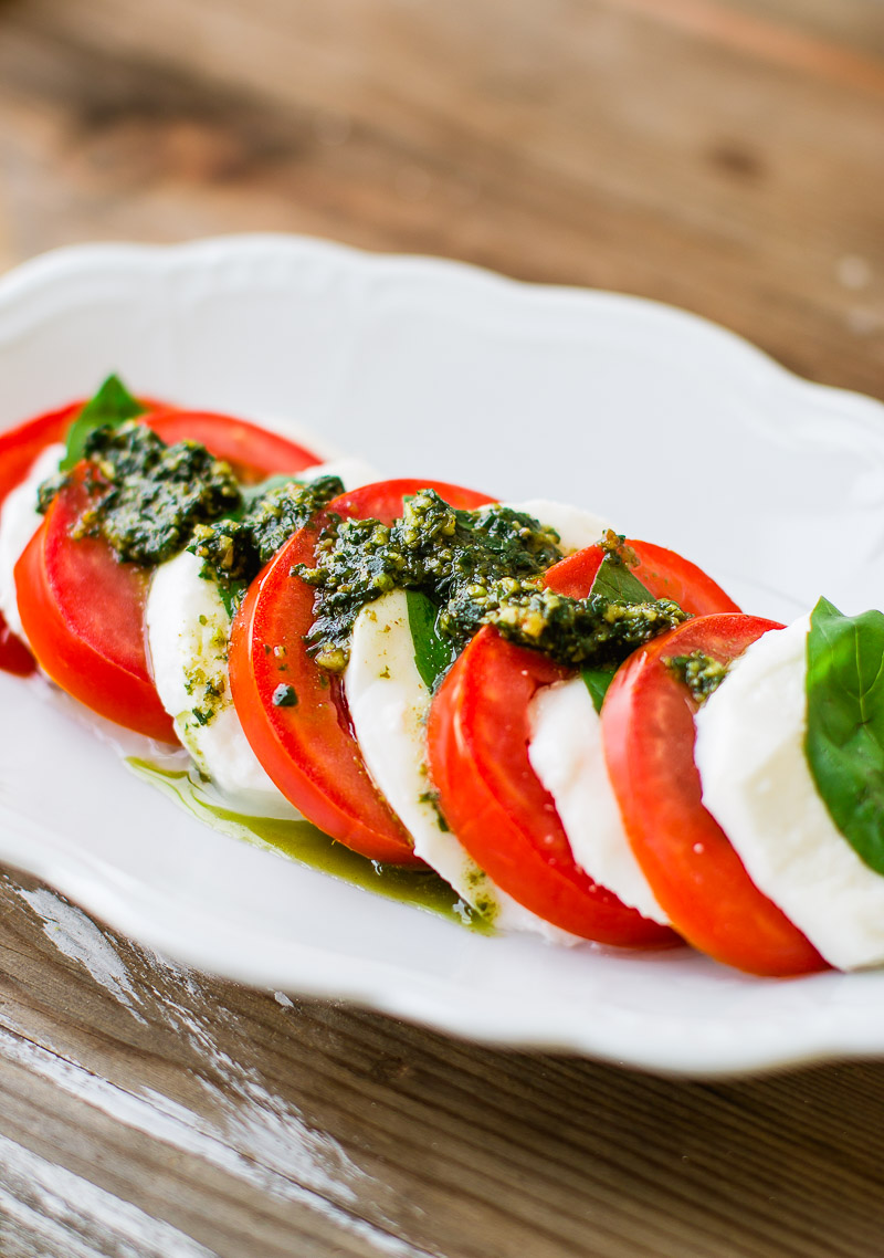 Caprese Salad with Pesto (4 ingredients) - Pretty. Simple. Sweet.