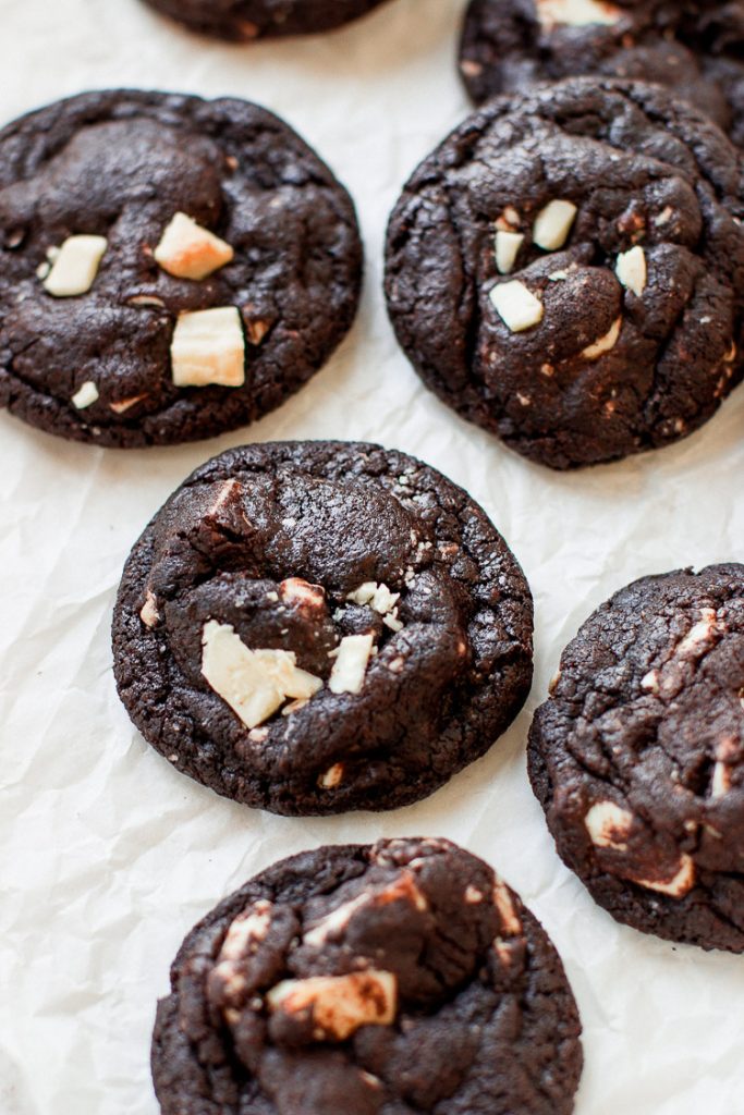Dark Chocolate Cookies with White Chocolate Chips or Chunks