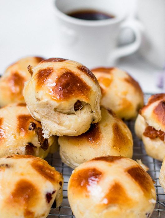The ultimate hot cross buns, super soft and fluffy, perfect for Easter or around the holidays.