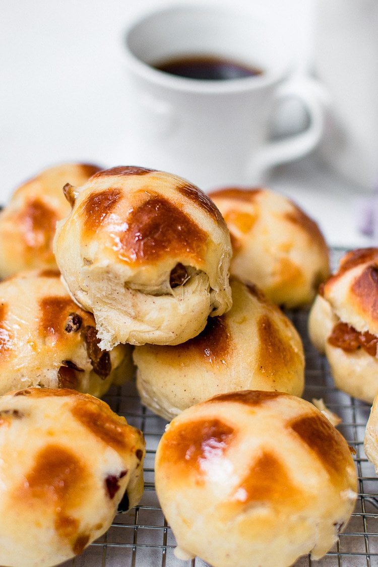 The ultimate hot cross buns, super soft and fluffy, perfect for Easter or around the holidays.