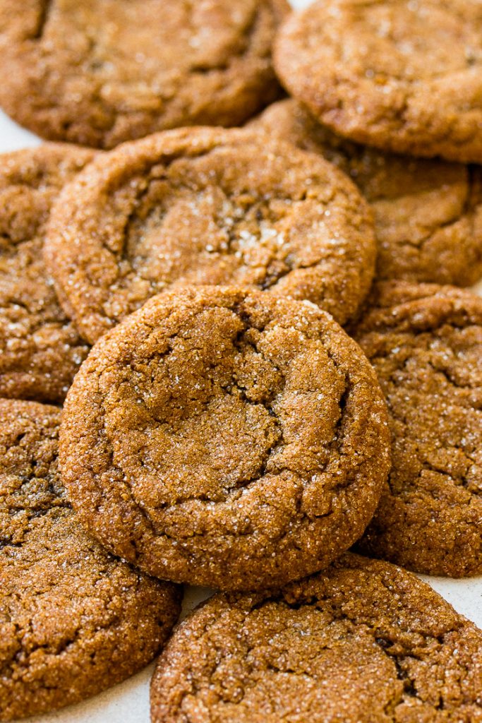 Super soft and chewy spiced molasses cookies. They make a delicious snack especially during the holidays!