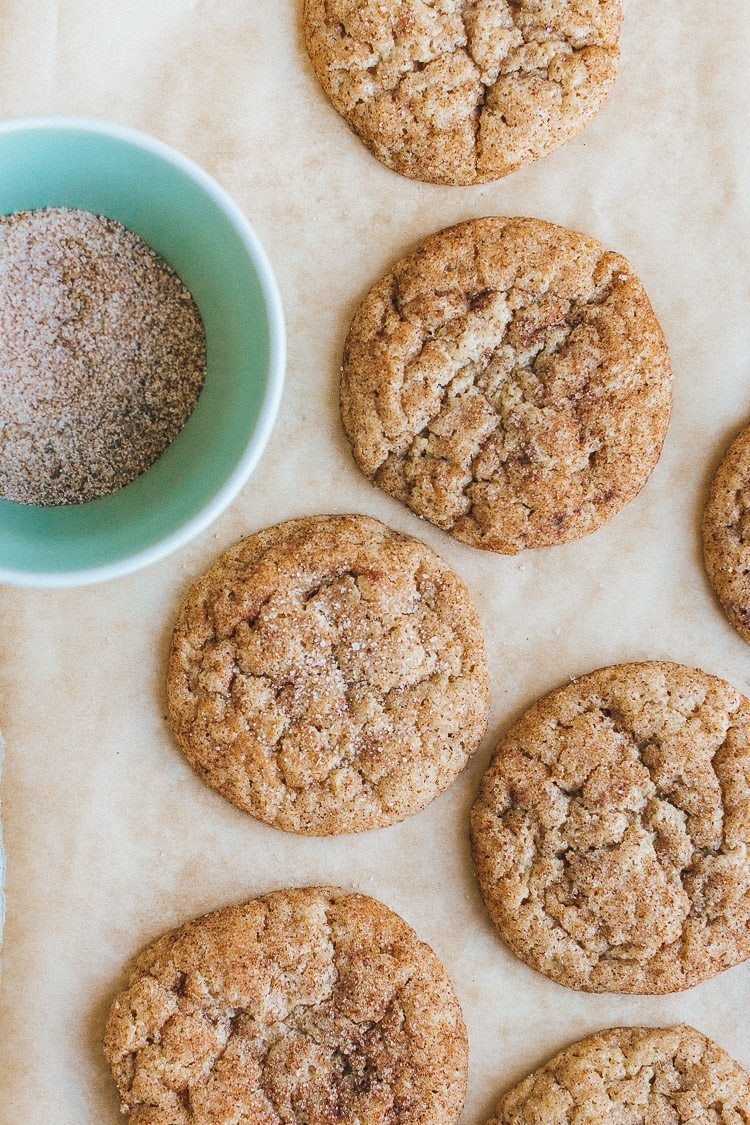 Soft and chewy cookies rolled in a sugar spice mixture. These spiced snickerdoodles taste just like vanilla chai latte!