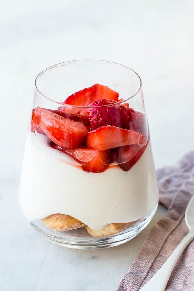 Strawberry white chocolate cheesecake in a jar. 