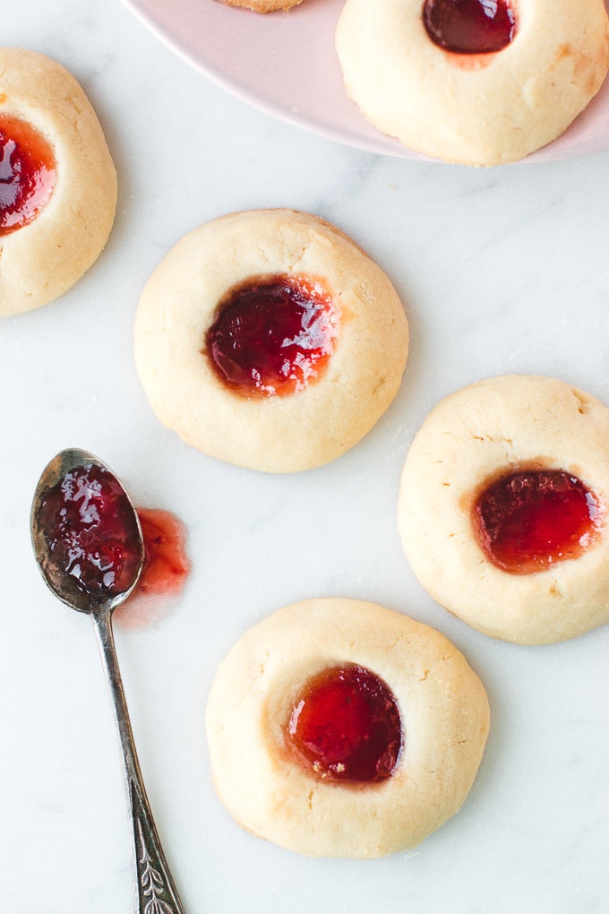 The Easiest Jam Thumbprint Cookies - Shaken Together