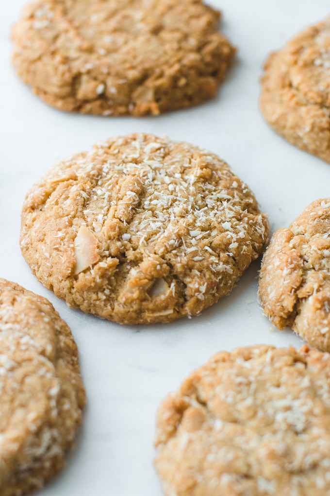 Crunchy on the outside, soft on the inside, these Coconut Cookies are topped with snow-white desiccated coconut shreds.