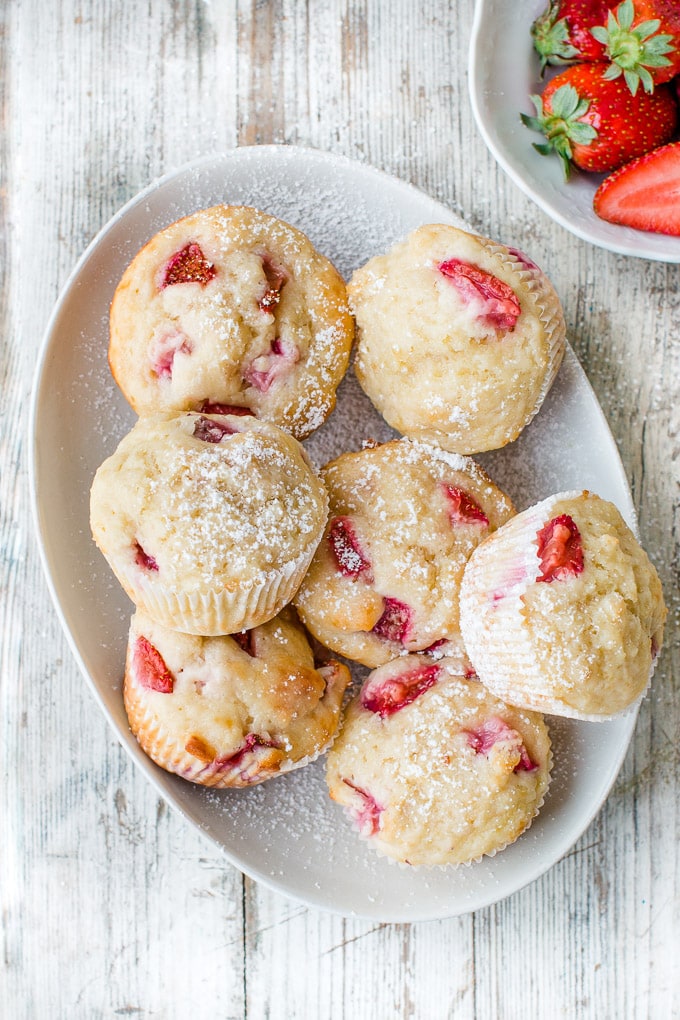 Melt-In-Your-Mouth Strawberry Ricotta Muffins - Pretty. Simple. Sweet.