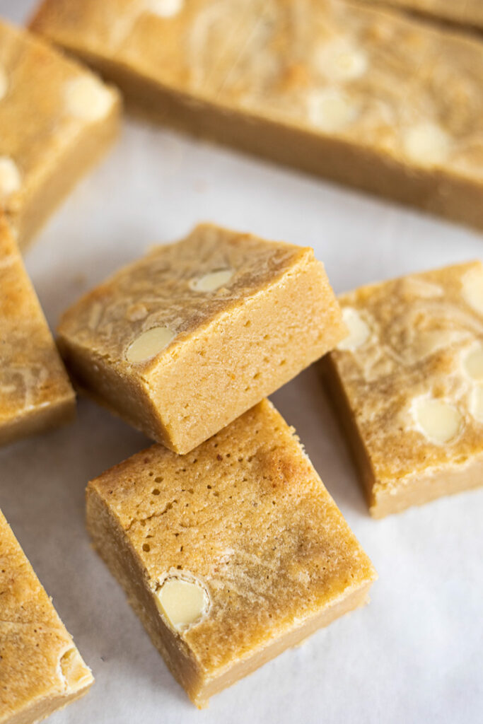 brown butter white chocolate blondies