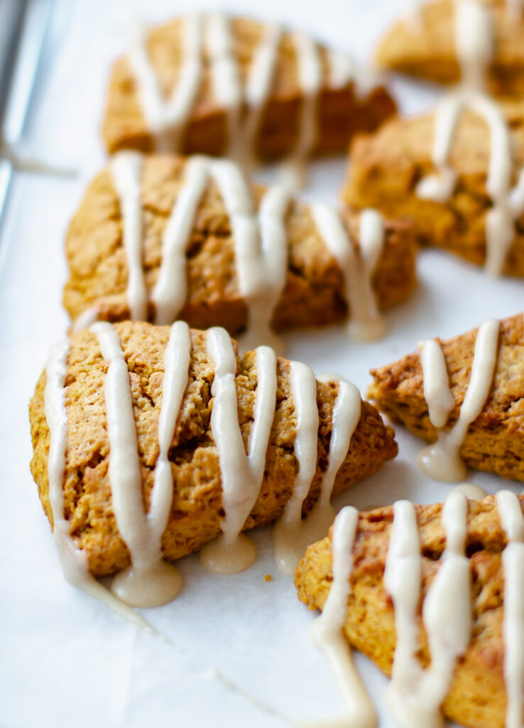 pumpkin scones on sheet pan