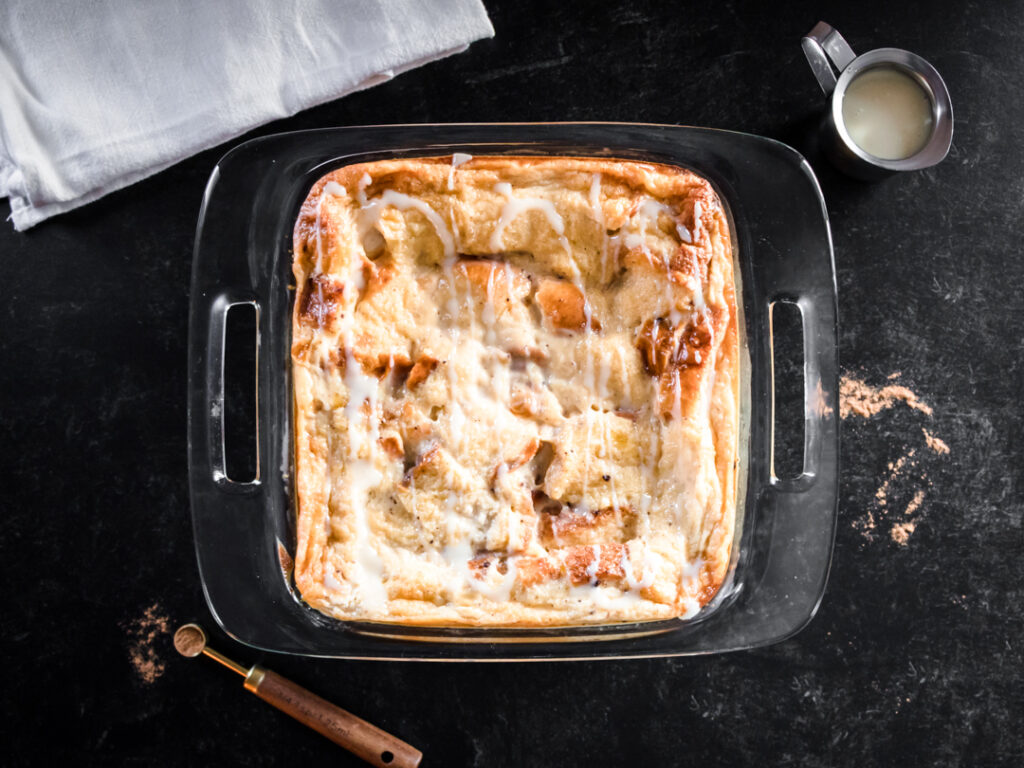 pan of tres leches bread pudding