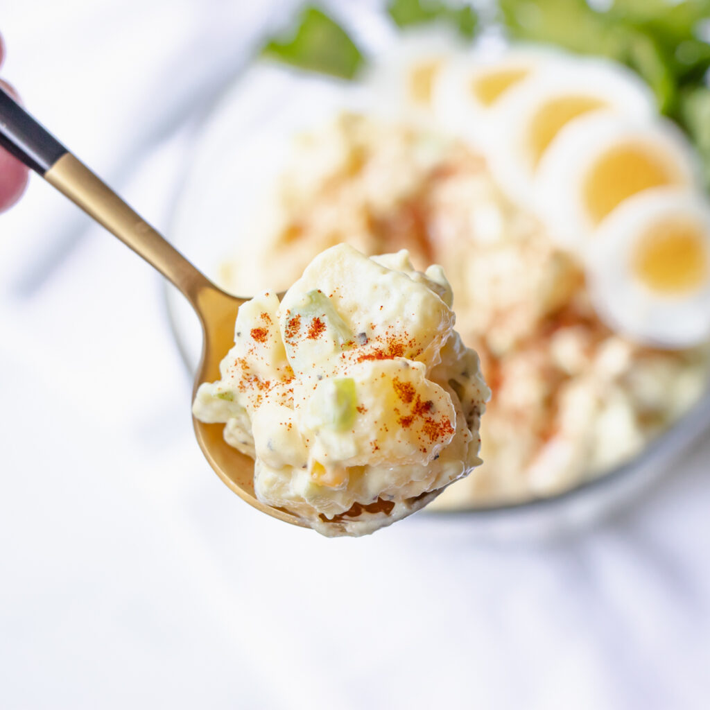 spoonful of american potato salad