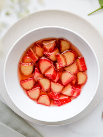 I love adding gorgeous pink quick pickled rhubarb to salads, sandwiches, wraps, tacos, and more!