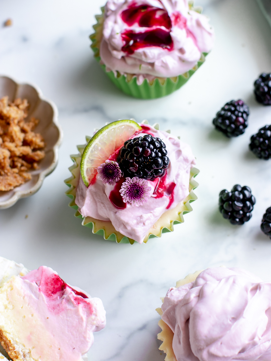 Gorgeous purple, yellow, and green key lime pie desserts.