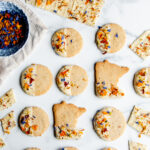 Minnesota cookie scandinavian inspired with white chocolate and flower sprinkles.